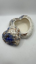 Vintage 1976 Arnels Ceramic Heart Trinket Box Basketweave Marbled Swirl picture