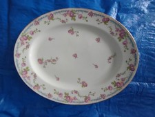 JPL France Porcelain Floral Oval Platters Set of 2 Gold Trim picture