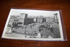 Rare Vintage RPPC Real Photo Postcard A2 Italy Monument Plaza People Trams Carts picture
