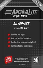 Silver Age Mylar Comic Bags (50) - Comic Clear - RESEALABLE Closure Type picture