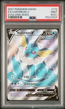 PSA 9 (OC) VAPOREON V 172 POKEMON SWORD & SHIELD EVOLVING SKIES RARE OFF CENTRE picture