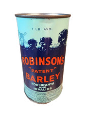 Vintage Robinson's Patent Barley For Infants & Invalids 1 Lb Unopened Full Can picture