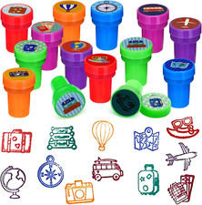 24 Pcs Adventure Travel Stampers Party Favor Set Fun Bon Voyage Stamps Birthday picture