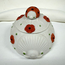 Lefton China Hand Painted Handmade Ladybug Lidded Trinket Box picture