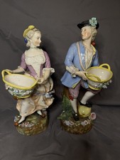 Large 1880s Antique German Sitzendorf Noble Couple Porcelain Figurine 11