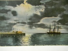 Vintage 1910 Long Beach California Sailing Ship & Pier Postcard P13 picture