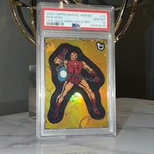 Topps 2025 Marvel Heroes Iron Man #13 1975 Gold Anniv Gold Refractor PSA 10 /50 picture