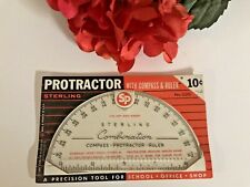 c1965 NOS VTG School Supplies-PROTRACTOR-COMPASS-RULER-MINT ON CARD-Orig 10 cnts picture