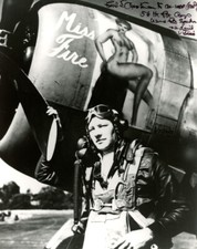FRED CHRISTENSEN SIGNED AUTOGRAPHED 8x10 PHOTO USAF WWII FIGHTER ACE BECKETT BAS picture