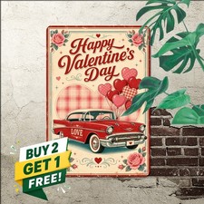 Happy Valentines Day Romance Sign Sweetheart Love Bedroom Wall Metal Tin Plaque picture
