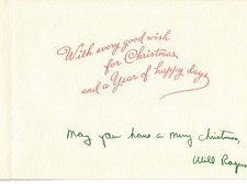 Will Rogers American Actor Original Signed Autograph Holiday Card w/ Inscription picture