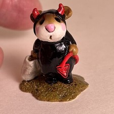 WEE FOREST FOLK M-61 (9) Little Devil,  Black Suit, Red Horns&Tail, Grey BOO Bag picture
