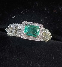 Green Topaz Emerald Cut 23.20 Ct US 6.5 Size Ring 925 Sterling Silver Gems 6SHH picture