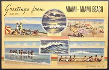 Greetings from Miami Miami Beach FL Vintage Curt Teich Linen Postcard picture