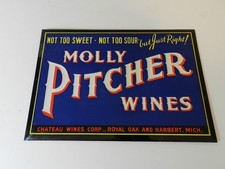 VINTAGE ADVERTISING SIGN- 1930'S MOLLY PITCHER WINES SIGN- WINERY SIGN picture