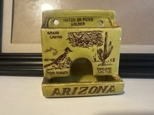 Arizona Grand Canyon Saguaro Cactus Wall Mount Match/Picks Holder Vintage/MCM picture