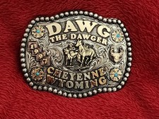 Bulldogging X~Treme Rodeo Champion Trophy Buckle☆Cheyenne Wyoming☆1997☆Rare☆735 picture