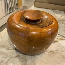 Vintage Walnut Wood Tobacco Jar Twist Lid Made in England picture