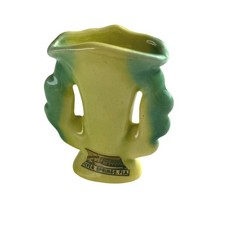 Vintage Silver Springs Florida Souvenir Bud Vase Yellow Green Ceramic 3.25in picture