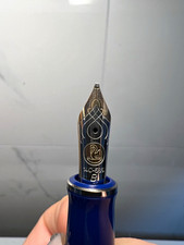 Pelikan Souveran M605 Dark Blue Fountain Pen 14K Gold Broad B Nib Near Mint picture