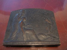 Vtg Antique Henry Dropsy Signed Bronze Double Sided Plaque Et Ament Meminisse picture