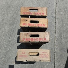 4 Vintage 1970’s Pepsi Cola Wood Soda Crate Wooden Bottle Holder 18x12x4 picture
