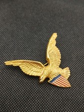 1940s A.E. CO.  Utica N.Y. gold wash sterling EAGLE USA FLAG Officer pin /brooch picture