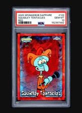 2025 TOPPS CHROME SPONGEBOB SAPPHIRE RED #122 SQUIDLEY TENTACLES /5 PSA 10 picture