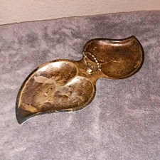 Vintage Plateria FarFan Sterling Silver 925 Mexico Double Leaf Dish 351grams picture