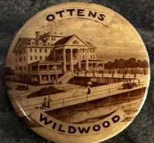 Antique c1900s OTTENS HOTEL Wildwood NJ Miniature Pinback Button 3/4