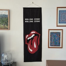 Vintage 1980s The Rolling Stone Black Fabric Wall Banner/Flag - Band Merchandise picture