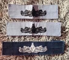 Vintage US Navy Enlisted Submarine Warfare Insignia Tapes Silver Dolphins USN  picture