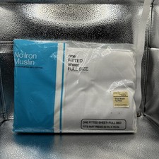 Vintage JC Penney Fitted Sheet Full Size White Made in USA NEW NOS 230 Thread picture