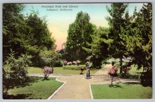 1920-30's MUNICIPAL PARK LIBRARY LAKEPORT CALIFORNIA HAND-COLORED POSTCARD picture