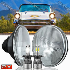 Pair 7 inch Round Led Headlights Lamp for Chevy Bel Air 1955 1956 1957 picture