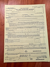 FREE SHIP 1940 WWII War Department Pay and Allowance Account Form B picture