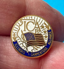 Vintage 24 K gold filled enamel lapel pin Illinois Carpenters Alliance (ICA) picture