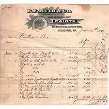 1901 B.F. Ruth & Co Paints Reading PA Original Billhead Letterhead Receipt AE7-3 picture