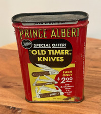 Vintage Prince Albert Crimp Cut Tobacco Tin Special Offer Old Timer Knives picture