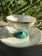 vintage Royal Halsey iridescent lusterware teacup and saucer set picture
