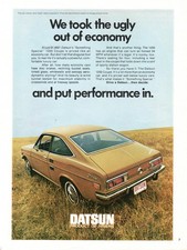 Vintage Datsun 1200 Coupe Ad We Took the Ugly Out of Economy $1,866 picture