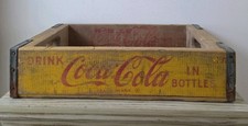 Vintage Wood Coca Cola Bottle Crate ALTON ILLINOIS 1968 Yellow And Red 18 X 12 picture