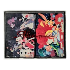 Vtg Disney Alice in Wonderland Double Deck Playing Cards Set Plastic Case 1970s  picture