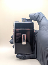 Vintage Evans Trig-A-Lite Cigarette Case Lighter Black Enamel Chrome Restored picture