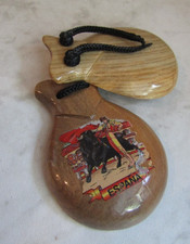 Vintage Spanish Souvenir Wooden Castanet picture