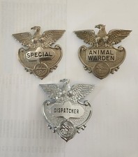 Vintage Obsolete 3 Ohio Eagle design badges. Animal Warden, Special, Dispatcher. picture