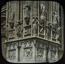 Glass Magic Lantern Slide SCULPTURES MILAN CATHEDRAL C1890 VICTORIAN PHOTO ITALY picture
