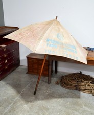 Vintage McCormick Deering Canvas Umbrella Farm Advertising Antique wood Pole picture