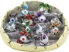 Ebros 12 Month Birthstone Dragons in Eggs Miniature Figurines with Display Set picture