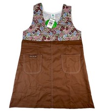 Vintage Brownie Girl Scouts Uniform Dress Sz 12 Floral Brown Canvas NWT NOS picture